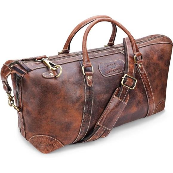 Unisex Handmade Full-Grain Leather Duffle Bag Carry On Weekender